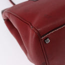 Salvatore Ferragamo Gancini Hand Bag Leather Red Silver Auth 196333-14
