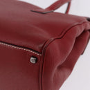 Salvatore Ferragamo Gancini Hand Bag Leather Red Silver Auth 196333-15