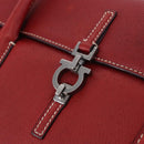 Salvatore Ferragamo Gancini Hand Bag Leather Red Silver Auth 196333-16