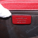 Salvatore Ferragamo Gancini Hand Bag Leather Red Silver Auth 196333-18