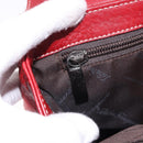 Salvatore Ferragamo Gancini Hand Bag Leather Red Silver Auth 196333-25
