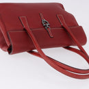 Salvatore Ferragamo Gancini Hand Bag Leather Red Silver Auth 196333-8