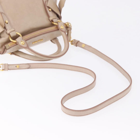 Miu Miu Hand Bag Leather 2way Pink Gold Auth 196334M