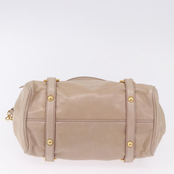 Miu Miu Hand Bag Leather 2way Pink Gold Auth 196334M