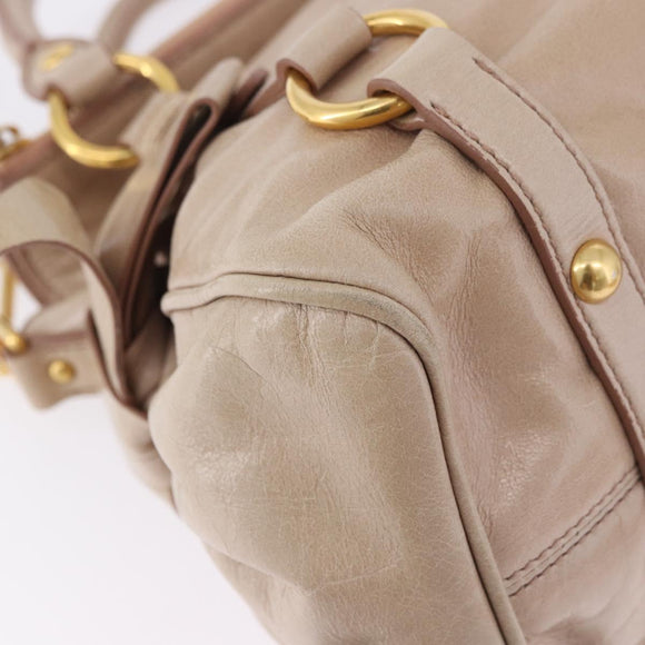 Miu Miu Hand Bag Leather 2way Pink Gold Auth 196334M