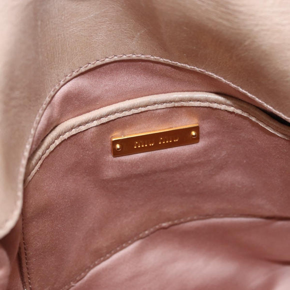 Miu Miu Hand Bag Leather 2way Pink Gold Auth 196334M