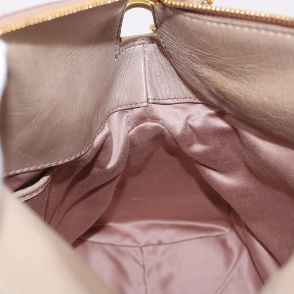 Miu Miu Hand Bag Leather 2way Pink Gold Auth 196334M