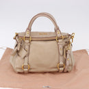 Miu Miu Hand Bag Leather 2way Pink Gold Auth 196334M-12