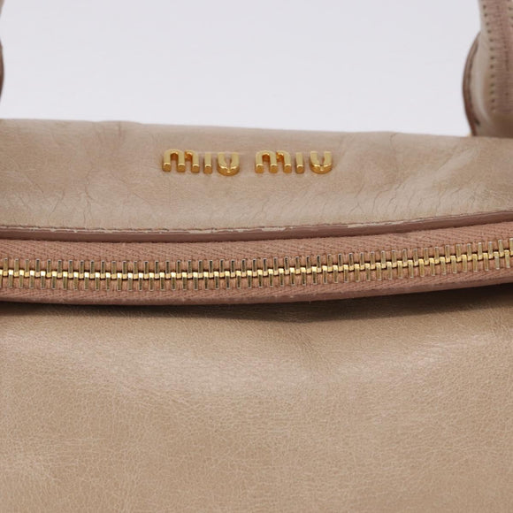 Miu Miu Hand Bag Leather 2way Pink Gold Auth 196334M