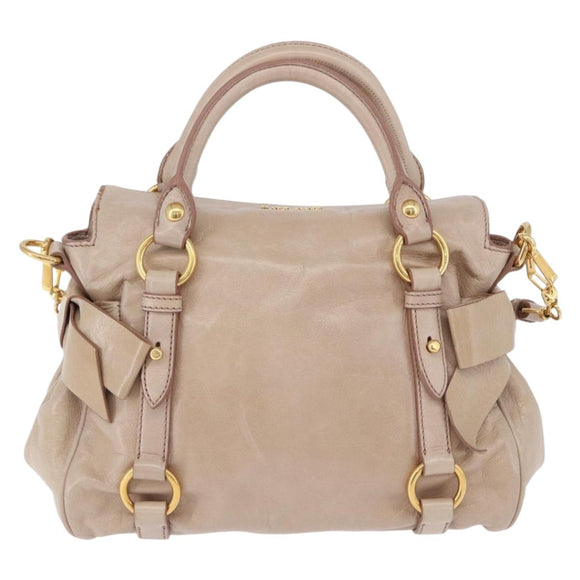 Miu Miu Hand Bag Leather 2way Pink Gold Auth 196334M
