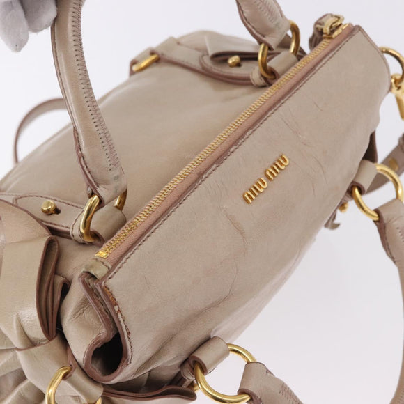Miu Miu Hand Bag Leather 2way Pink Gold Auth 196334M
