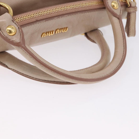 Miu Miu Hand Bag Leather 2way Pink Gold Auth 196334M