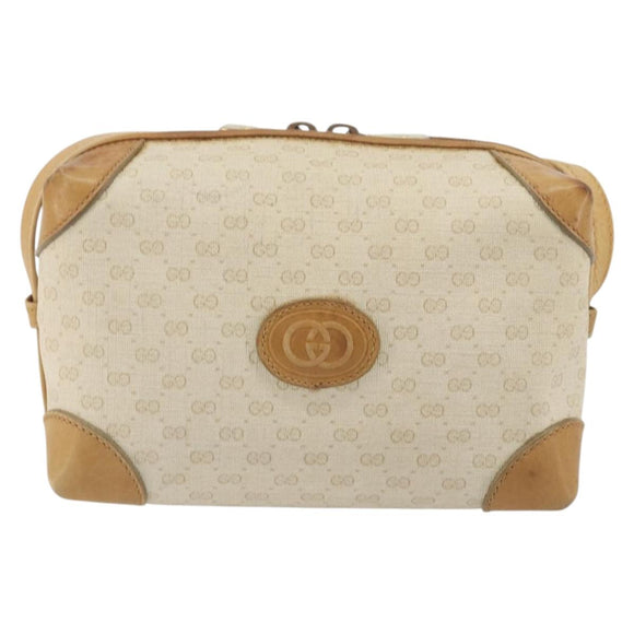 GUCCI Micro GG Supreme Shoulder Bag PVC Ivory Gold 67 01 5294 Auth 196335