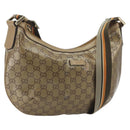 GUCCI GG Crystal Sherry Line Bag Coated Canvas Beige Gold 181092 Auth 196336-1