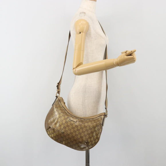 GUCCI GG Crystal Sherry Line Bag Coated Canvas Beige Gold 181092 Auth 196336
