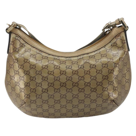 GUCCI GG Crystal Sherry Line Bag Coated Canvas Beige Gold 181092 Auth 196336