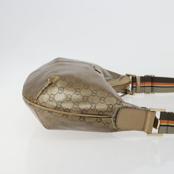 GUCCI GG Crystal Sherry Line Bag Coated Canvas Beige Gold 181092 Auth 196336