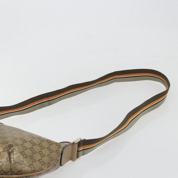 GUCCI GG Crystal Sherry Line Bag Coated Canvas Beige Gold 181092 Auth 196336