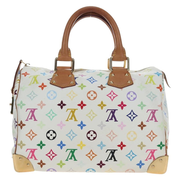 LOUIS VUITTON Monogram Multicolor Speedy 30 Bag White Bron M92643 Auth 196338V