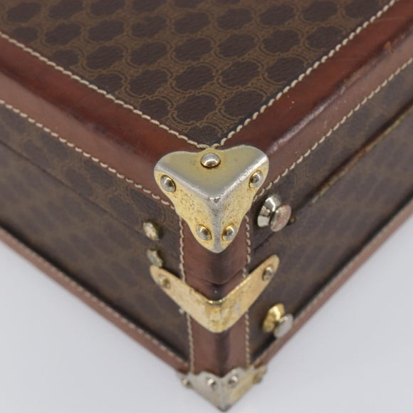 CELINE Macadam Canvas Trunk PVC Leather Brown Gold Auth 196339