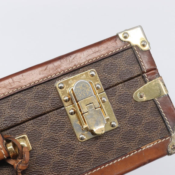 CELINE Macadam Canvas Trunk PVC Leather Brown Gold Auth 196339