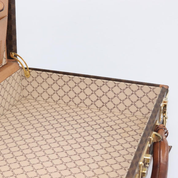 CELINE Macadam Canvas Trunk PVC Leather Brown Gold Auth 196339