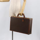 CELINE Macadam Canvas Trunk PVC Leather Brown Gold Auth 196339-27