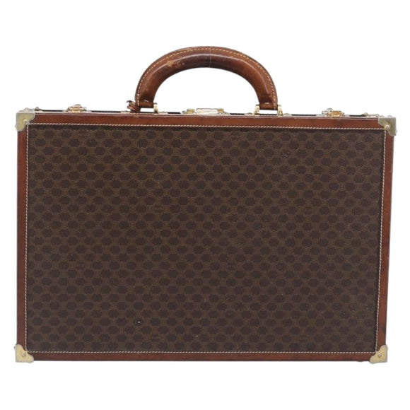 CELINE Macadam Canvas Trunk PVC Leather Brown Gold Auth 196339