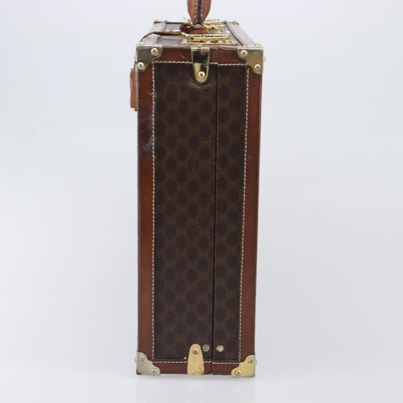 CELINE Macadam Canvas Trunk PVC Leather Brown Gold Auth 196339