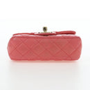CHANEL Mini Matelasse 14 Valentine Chain Bag Lamb Skin Pink CC Auth 196341SAM-6