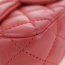 CHANEL Mini Matelasse 14 Valentine Chain Bag Lamb Skin Pink CC Auth 196341SAM-16