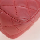 CHANEL Mini Matelasse 14 Valentine Chain Bag Lamb Skin Pink CC Auth 196341SAM-18