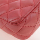 CHANEL Mini Matelasse 14 Valentine Chain Bag Lamb Skin Pink CC Auth 196341SAM-19