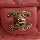 CHANEL Mini Matelasse 14 Valentine Chain Bag Lamb Skin Pink CC Auth 196341SAM-20
