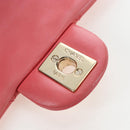 CHANEL Mini Matelasse 14 Valentine Chain Bag Lamb Skin Pink CC Auth 196341SAM-22