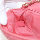 CHANEL Mini Matelasse 14 Valentine Chain Bag Lamb Skin Pink CC Auth 196341SAM-25