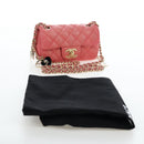 CHANEL Mini Matelasse 14 Valentine Chain Bag Lamb Skin Pink CC Auth 196341SAM-12