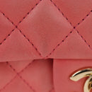 CHANEL Mini Matelasse 14 Valentine Chain Bag Lamb Skin Pink CC Auth 196341SAM-2