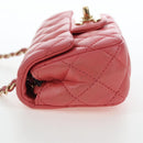 CHANEL Mini Matelasse 14 Valentine Chain Bag Lamb Skin Pink CC Auth 196341SAM-4