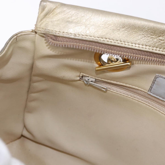 BALLY Chain Shoulder Bag Leather Gold Auth 196346