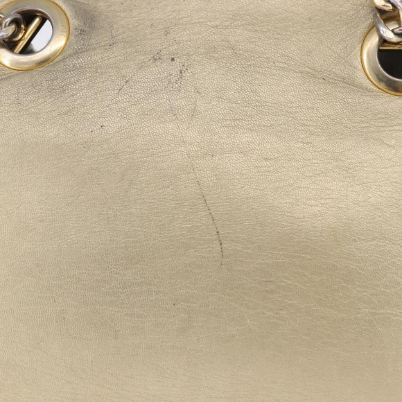 BALLY Chain Shoulder Bag Leather Gold Auth 196346