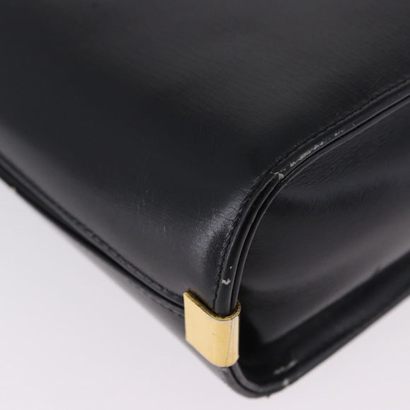 Christian Dior Hand Bag Calf Skin 2way Black Gold Auth 196348A