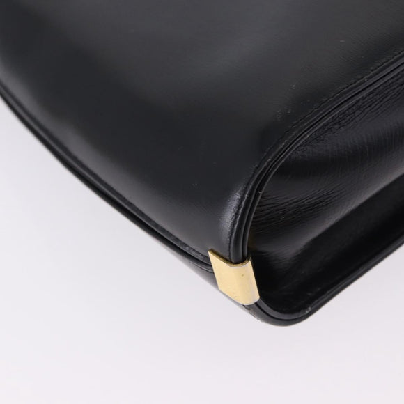 Christian Dior Hand Bag Calf Skin 2way Black Gold Auth 196348A