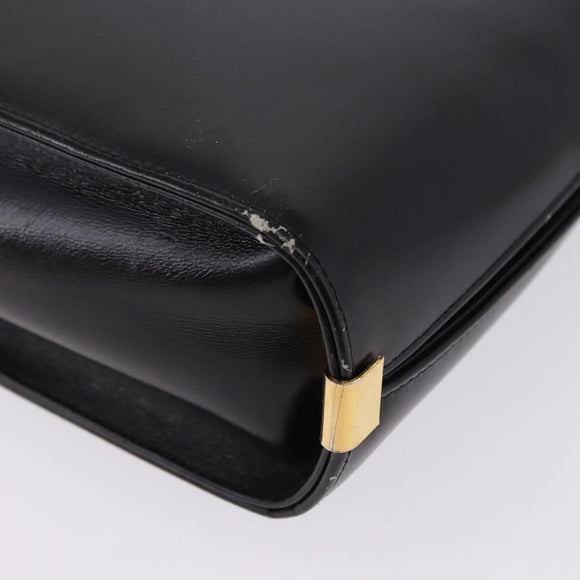 Christian Dior Hand Bag Calf Skin 2way Black Gold Auth 196348A