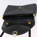 Christian Dior Hand Bag Calf Skin 2way Black Gold Auth 196348A-10