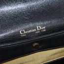 Christian Dior Hand Bag Calf Skin 2way Black Gold Auth 196348A-21
