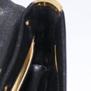 Christian Dior Hand Bag Calf Skin 2way Black Gold Auth 196348A-22