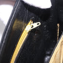Christian Dior Hand Bag Calf Skin 2way Black Gold Auth 196348A-25