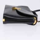 Christian Dior Hand Bag Calf Skin 2way Black Gold Auth 196348A-3
