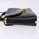 Christian Dior Hand Bag Calf Skin 2way Black Gold Auth 196348A-4